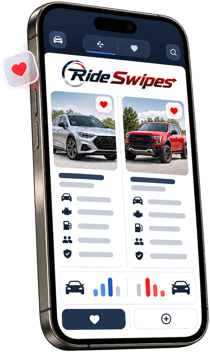 RideSwipes saved-vehicle comparison interface.